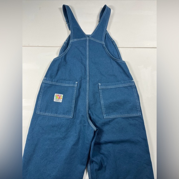 Big Bud Press Overalls Artist Togs Blue Bib White Stitch Gold Buttons Size S - Picture 16 of 16